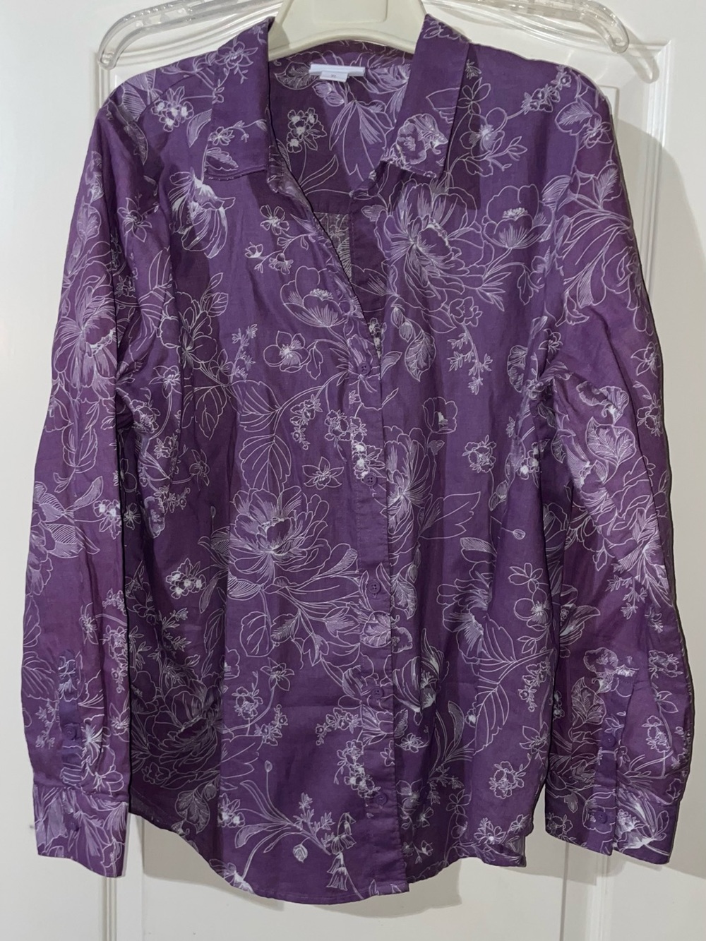 Liz Claiborne Women’s Linen/Cotton Purple    L/S Button Up Shirt